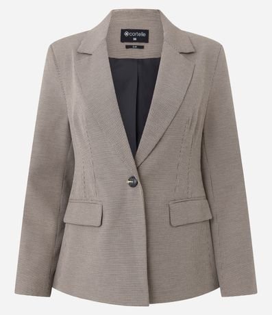 Blazer Sastrero de Silueta Reloj de Arena con Padron Pied de Poule 4