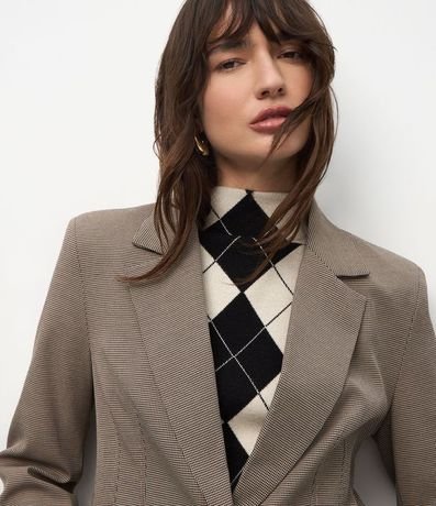 Blazer Sastrero de Silueta Reloj de Arena con Padron Pied de Poule 2