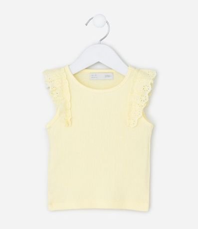 Musculosa Infantil en Rib con Volado en Broderie - Talle 1 a 5 años 2