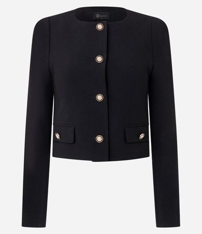 Campera Ligera Tipo Chaquetilla en Crepé con Botones.