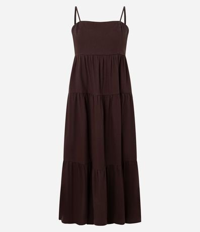Vestido Midi en Sarga con Breteles Finos 5