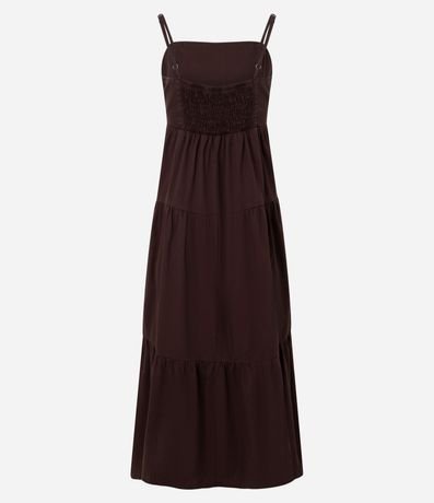 Vestido Midi en Sarga con Breteles Finos 6