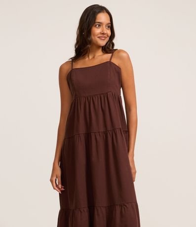 Vestido Midi en Sarga con Breteles Finos 2