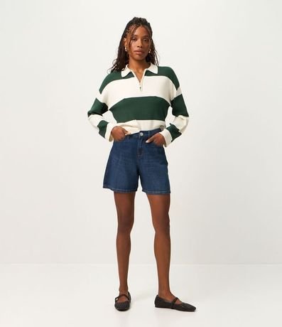 Bermuda en Jeans con Trabillas en la Cintura y Bolsillos 2