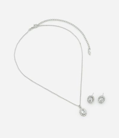 Conjunto de Collar con Colgante de Zirconia y Caravanas Punto de Luz 2