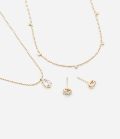 Conjunto de Collar Capas Cadenas Delicadas y Colgantes y Caravana Punto de Luz