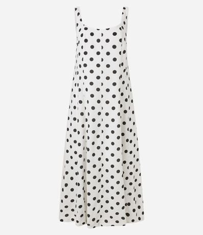 Vestido Evasê Midi en Viscolino con Estampa de Lunares 5