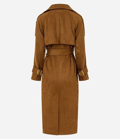 Trench Coat Alargado en Gamuza con Cinturón 9