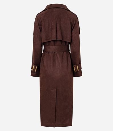 Trench Coat Alargado en Gamuza con Cinturón 10