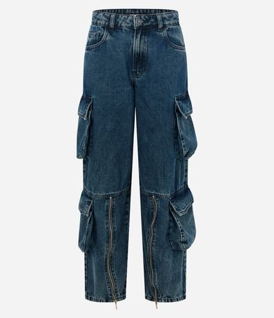 Pantalón Cargo Loose en Jeans con Bolsillos Estructurados Laterales 6