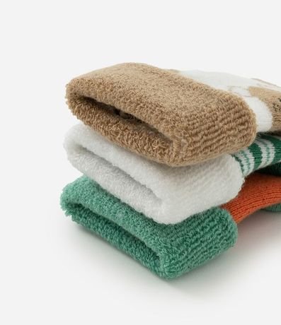 Kit 03 Pares de Medias Infantil con Estampa de Animalitos y Rayas – Talle RN a 12 Meses 3