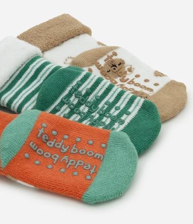 Kit 03 Pares de Medias Infantil con Estampa de Animalitos y Rayas – Talle RN a 12 Meses 4