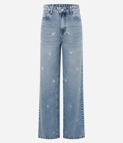 Pantalón de Jean Recto en Denim con Estampado Flor Hibiscos 5