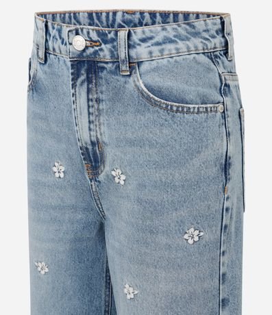 Pantalón de Jean Recto en Denim con Estampado Flor Hibiscos 6