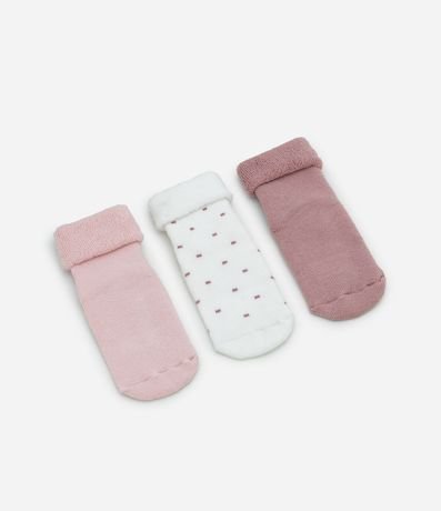 Kit 03 Medias Infantiles con Estampado de Lunares – Talle RN a 12 Meses