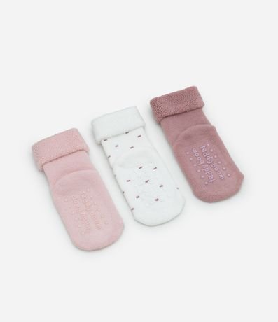 Kit 03 Medias Infantiles con Estampado de Lunares – Talle RN a 12 Meses 2