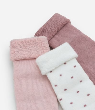 Kit 03 Medias Infantiles con Estampado de Lunares – Talle RN a 12 Meses 3