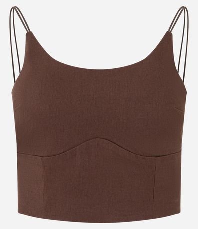 Blusa Cropped en Bengalina con Escote en U y Breteles Finos 4