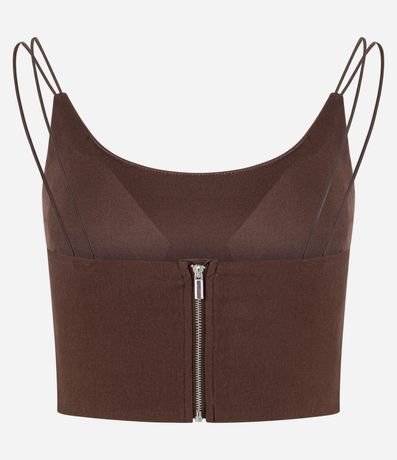 Blusa Cropped en Bengalina con Escote en U y Breteles Finos 5