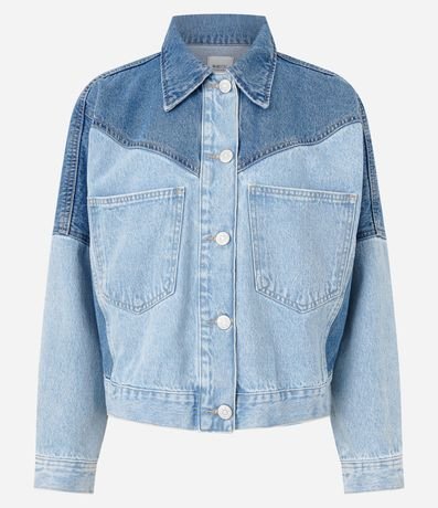 Campera en Jeans con Recortes Bicolor Estructurados 5