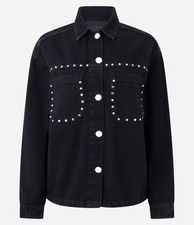 Campera Overshirt en Jeans con Tachuelas Metálicas