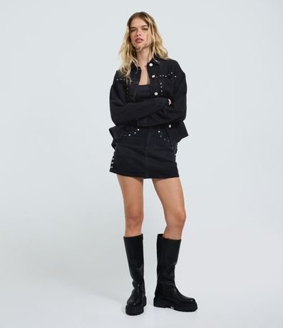 Campera Overshirt en Jeans con Tachuelas Metálicas 3
