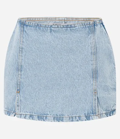 Short Pollera en Jeans con Recortes y Encajes