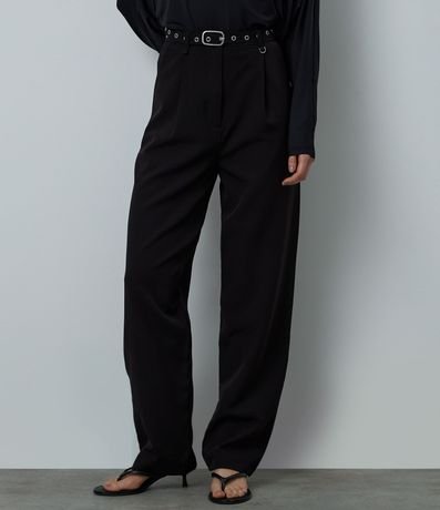 Pantalón Wide Leg Sastrería con Cinturón y Pliegues 2