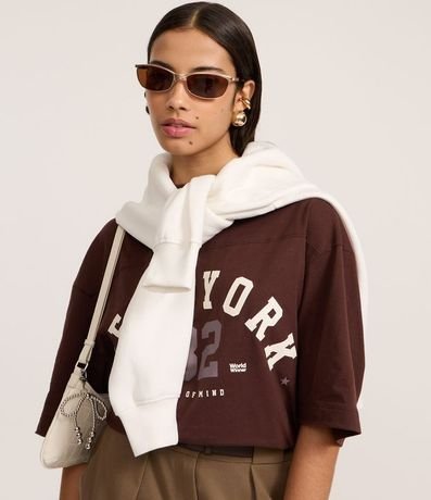 Remera Oversized en Algodón con Estampa Lettering New York 82 3