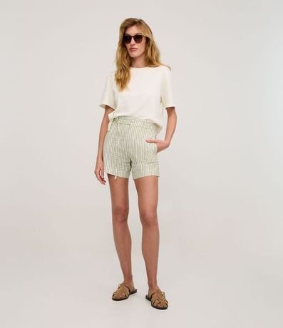 Short Sastre Cintura Alta con Rayas y Lazo