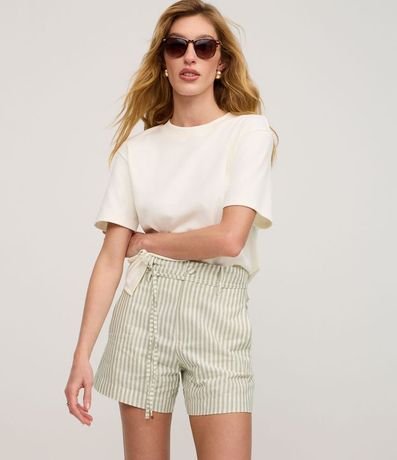 Short Sastre Cintura Alta con Rayas y Lazo 2