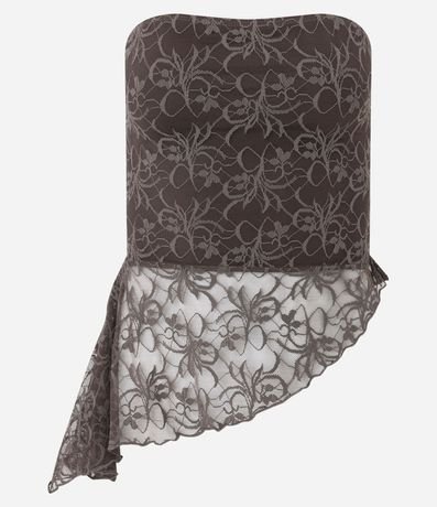 Blusa Sin Breteles en Encaje con Bajo Asimétrica 4