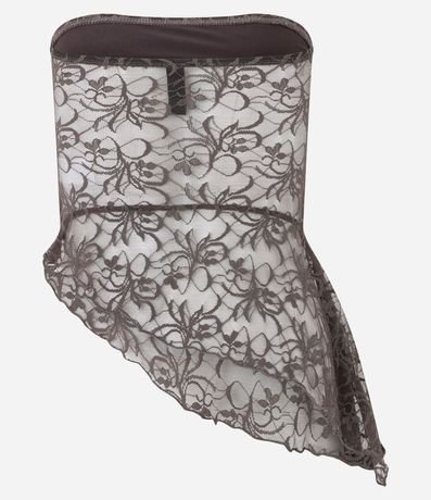 Blusa Sin Breteles en Encaje con Bajo Asimétrica 6