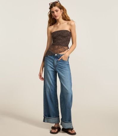 Blusa Sin Breteles en Encaje con Bajo Asimétrica 2