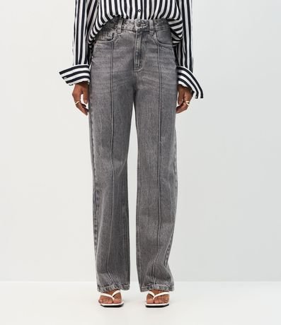 Pantalón Wide Leg en Jeans con Friso Delantero 3