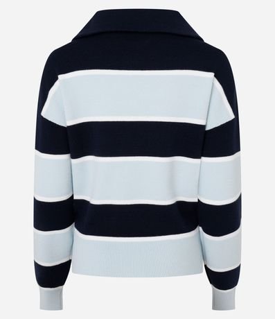 Buzo en Tricot a Rayas con Half Zip y Cuello Amplio 8