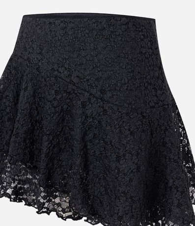 Pollera Corta en Encaje con Volado Asimétrico 2