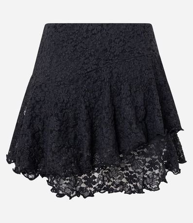 Pollera Corta en Encaje con Volado Asimétrico 3