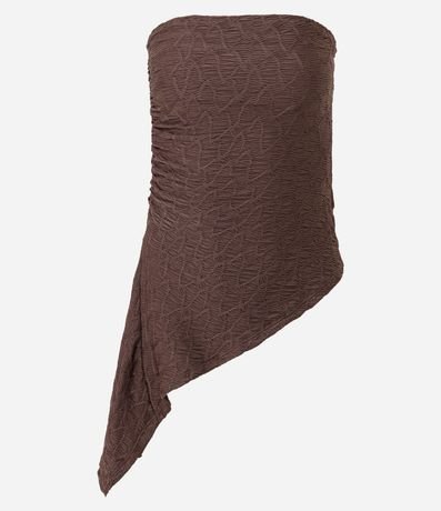 Blusa Sin Breteles Texturizada con Ruedo Asimétrico 3