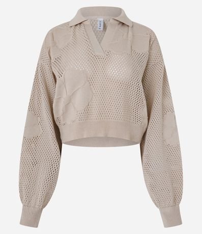 Blusa en Punto con Cuello Polo 4