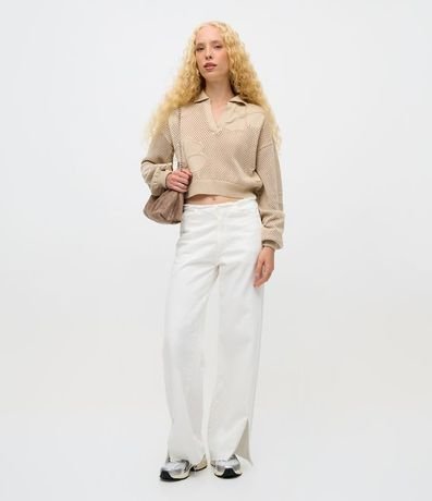 Blusa en Punto con Cuello Polo 2