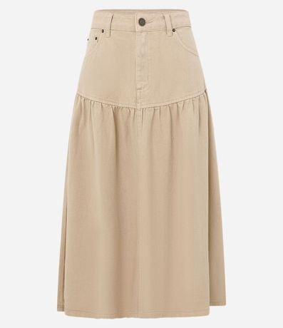 Pollera Midi en Sarga con Recorte y Fruncido 5