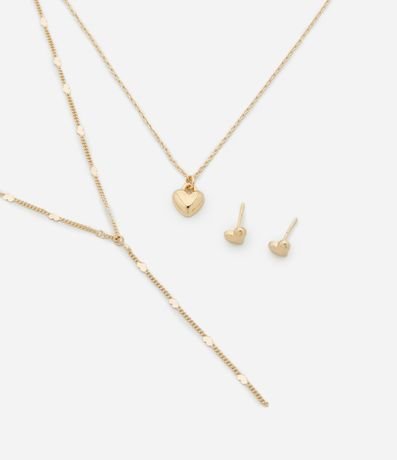 Conjunto de Collar y Caravana Metal Liso Caravana Corazón y Collar Capas con Colgante