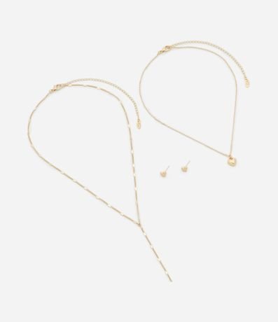 Conjunto de Collar y Caravana Metal Liso Caravana Corazón y Collar Capas con Colgante 2