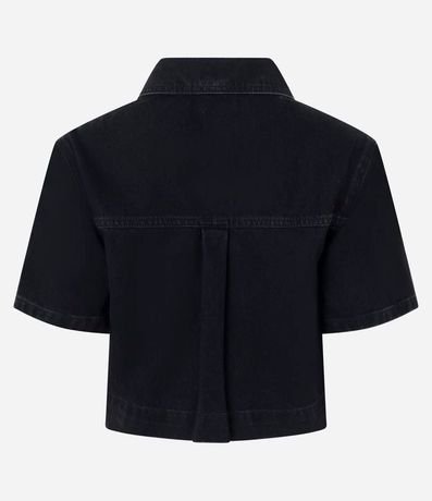 Camisa Cropped en Jeans con Botones y Bolsillo 2