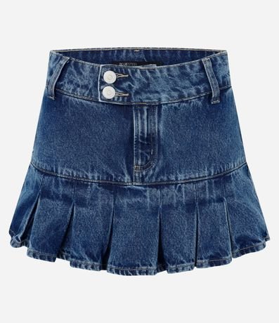 Short Pollera en Jeans con Cintura Traspasada y Pliegues 5