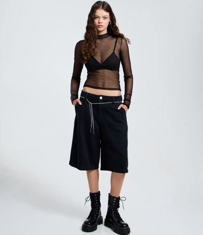 Bermuda Jorts en Jeans con Cinturón Cadena 2