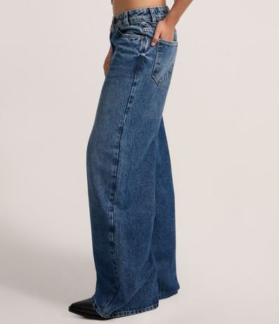 Pantalón Wide Leg en Jeans con Cintura Mediana y Cintura Traspasada 3