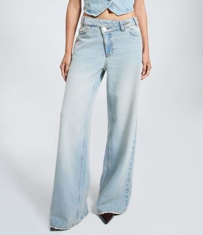 Pantalón Wide Leg en Jeans con Cintura Mediana y Cintura Traspasada 2