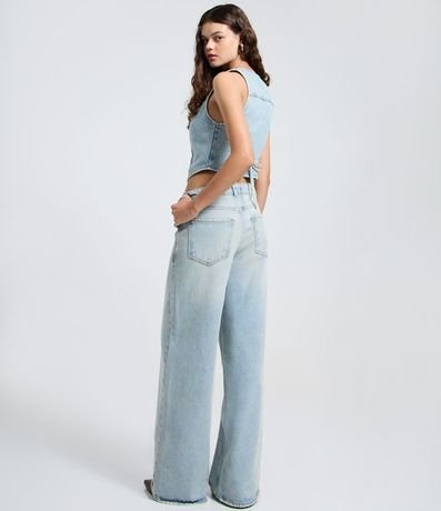 Pantalón Wide Leg en Jeans con Cintura Mediana y Cintura Traspasada 4